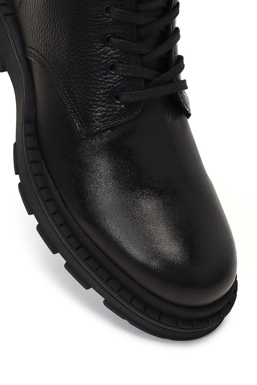 Male Black Lace-Up Zip Closure Leather Casual Boots