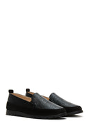 Women's Black Lurex Leather Comfort Loafer | Derimod