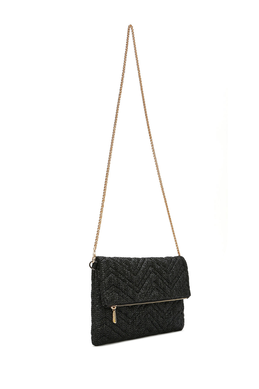Women's Black Long Chain Strap Clutch Bag