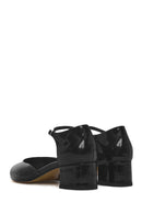 Women's Black Ankle Buckle Low Thick Heel Patent Leather Shoes | Derimod