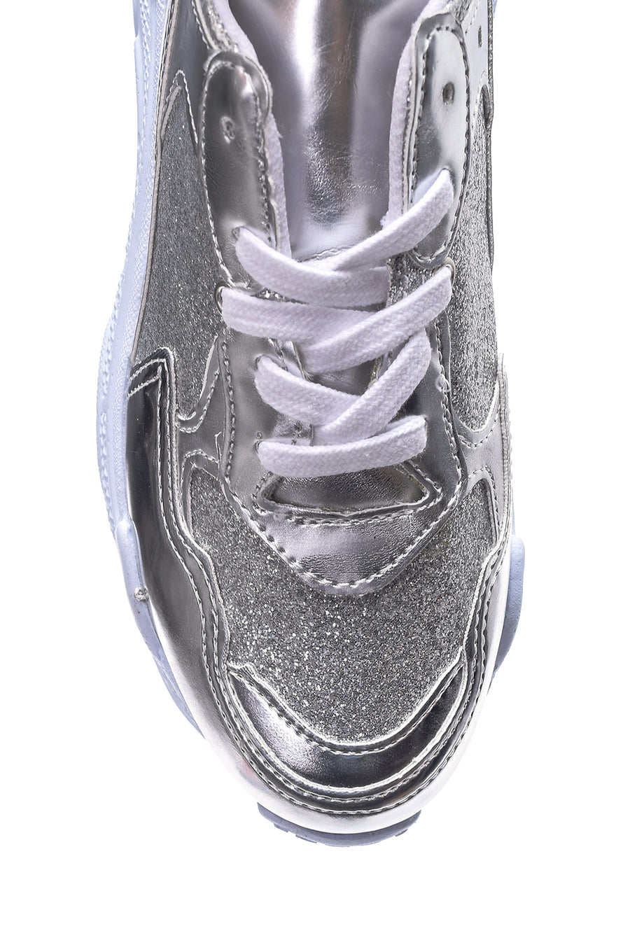 Kadın Yüksek Tabanlı Gümüş Sneaker