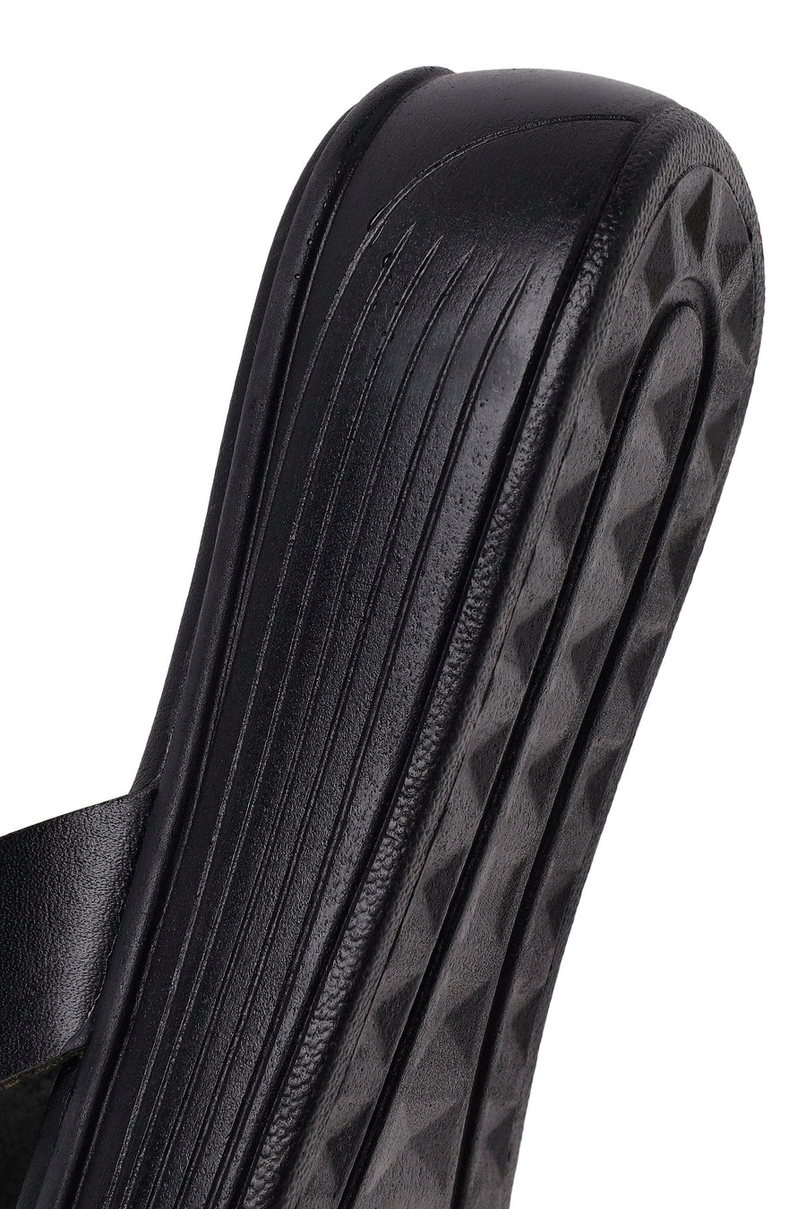 Woman Black Thick-Soled Leather Slipper