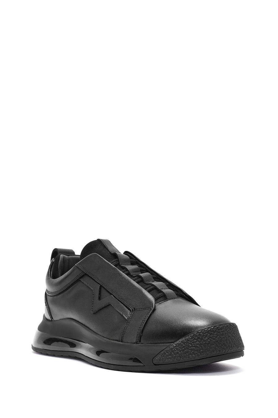 Men's Black Lace-up Leather Sneaker