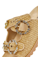 Women's Beige Straw Slippers | Derimod