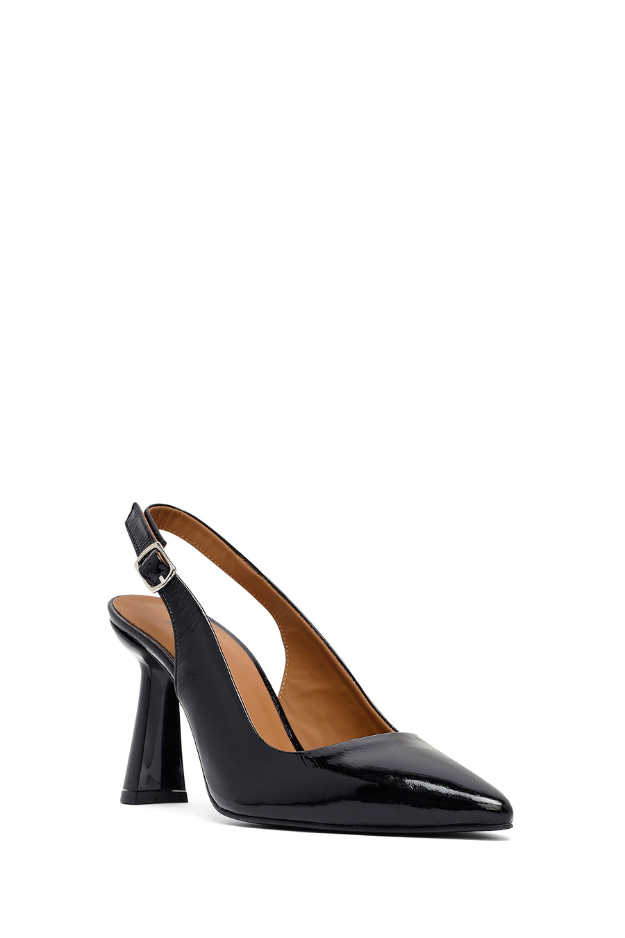 Woman Black Backless Chunky-Heeled Leather Shoes