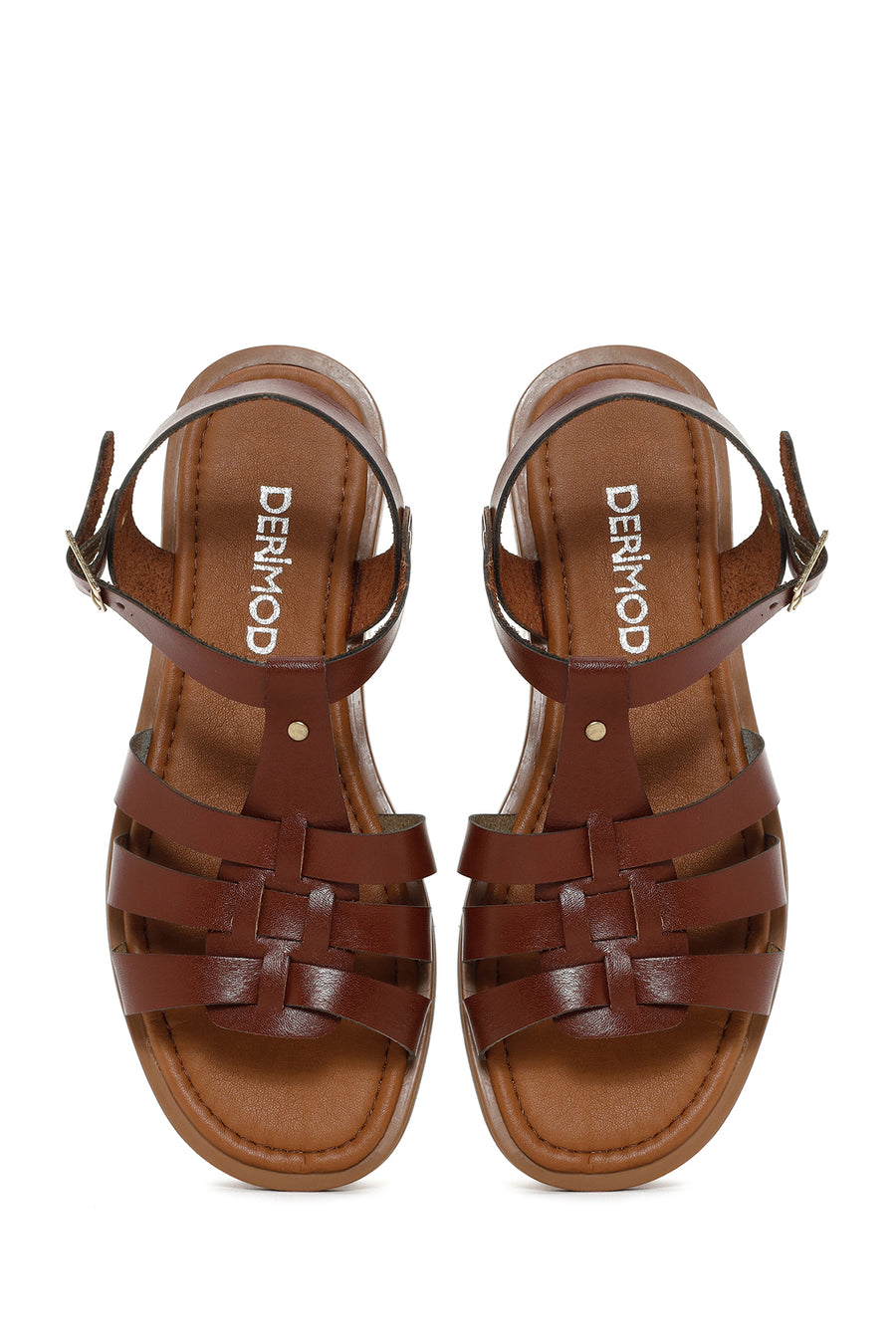 Women's Brown Ankle Strap Leather Bodrum Sandals