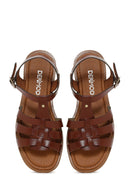 Women's Brown Leather Bodrum Sandals | Derimod