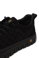 Erkek Siyah Bağcıklı Kalın Tabanlı Nubuk Deri Sneaker | Derimod