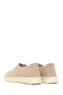 Woman Beige Stone-Embellished Suede Comfort Shoes | Derimod