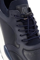 Men's Navy Blue Lace-Up Leather Sneaker | Derimod