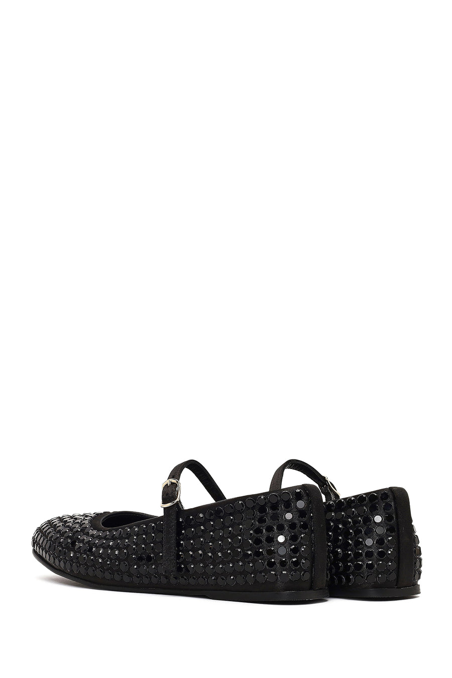 Women's Black Stone Leather Ballet Flats