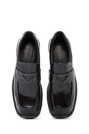 Women's Black Leather Masculine Loafer | Derimod