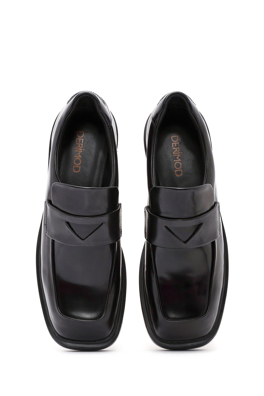 Kadın Siyah Deri Maskülen Loafer