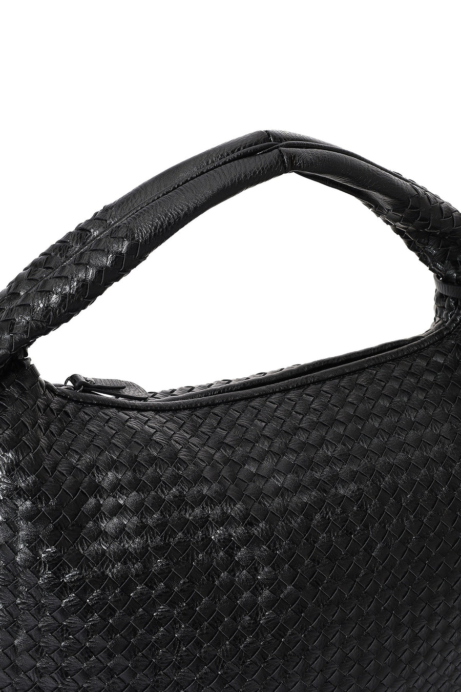 Women's Black Braided Shoulder Bag