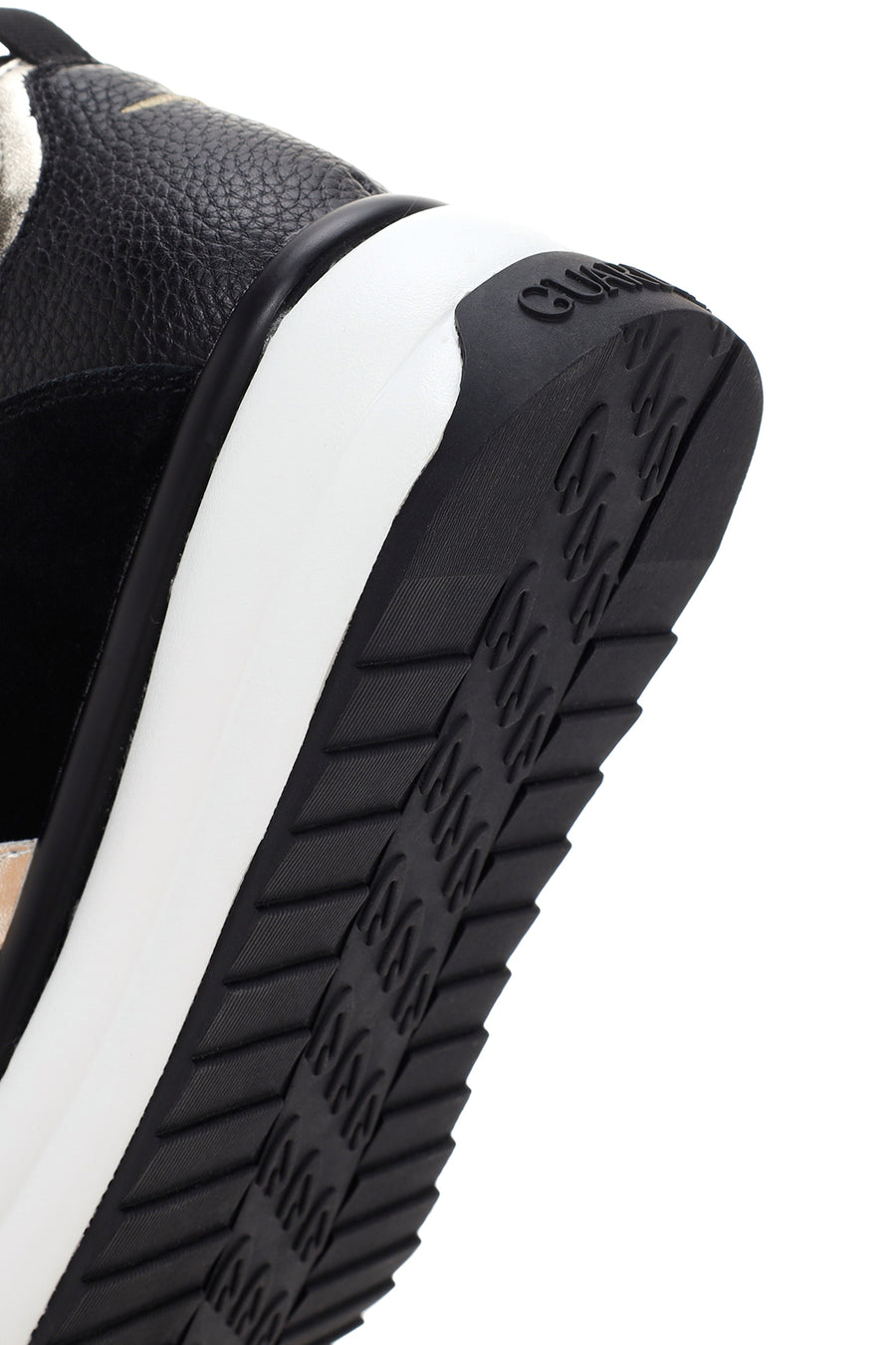 Alberto Guardiani Kadın Siyah Altın Louise Kalın Tabanlı Deri Sneaker