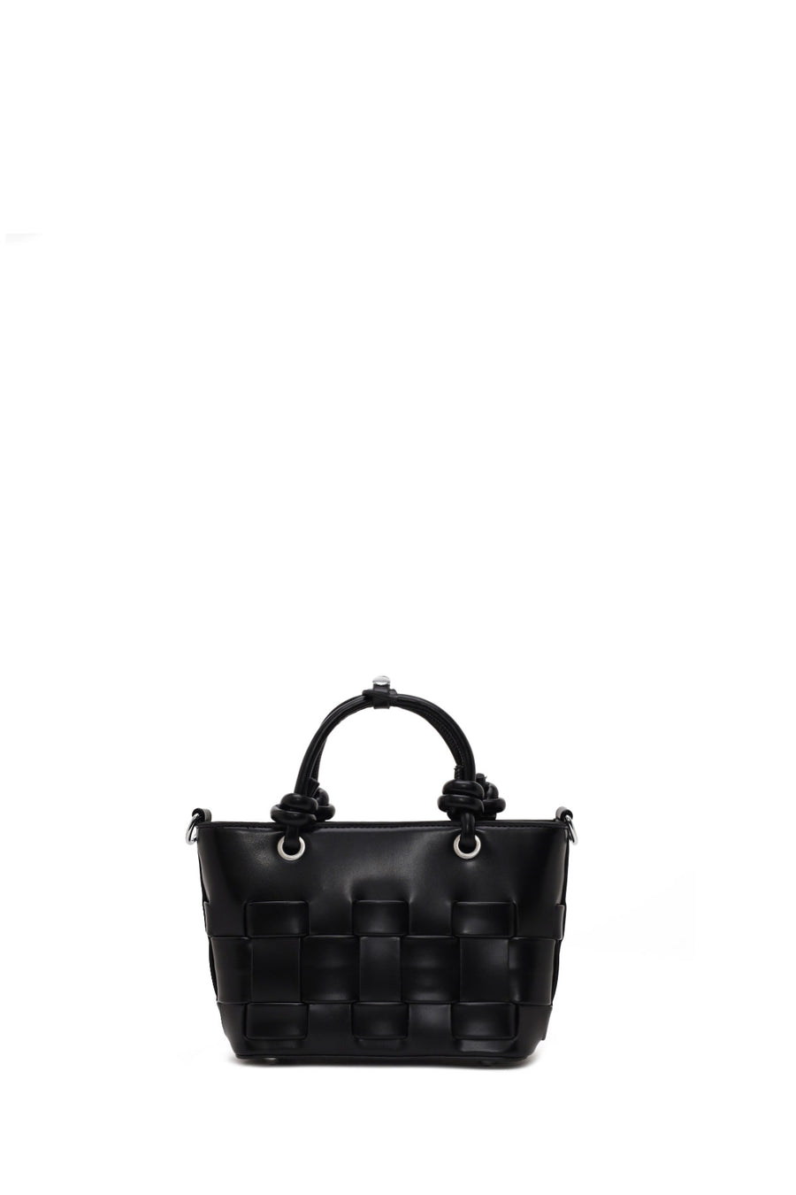 Woman Black Long-Strap Knitted Mini Shoulder Bag