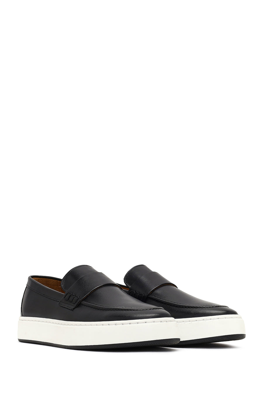 Male Black Thick-Soled Leather Loafer