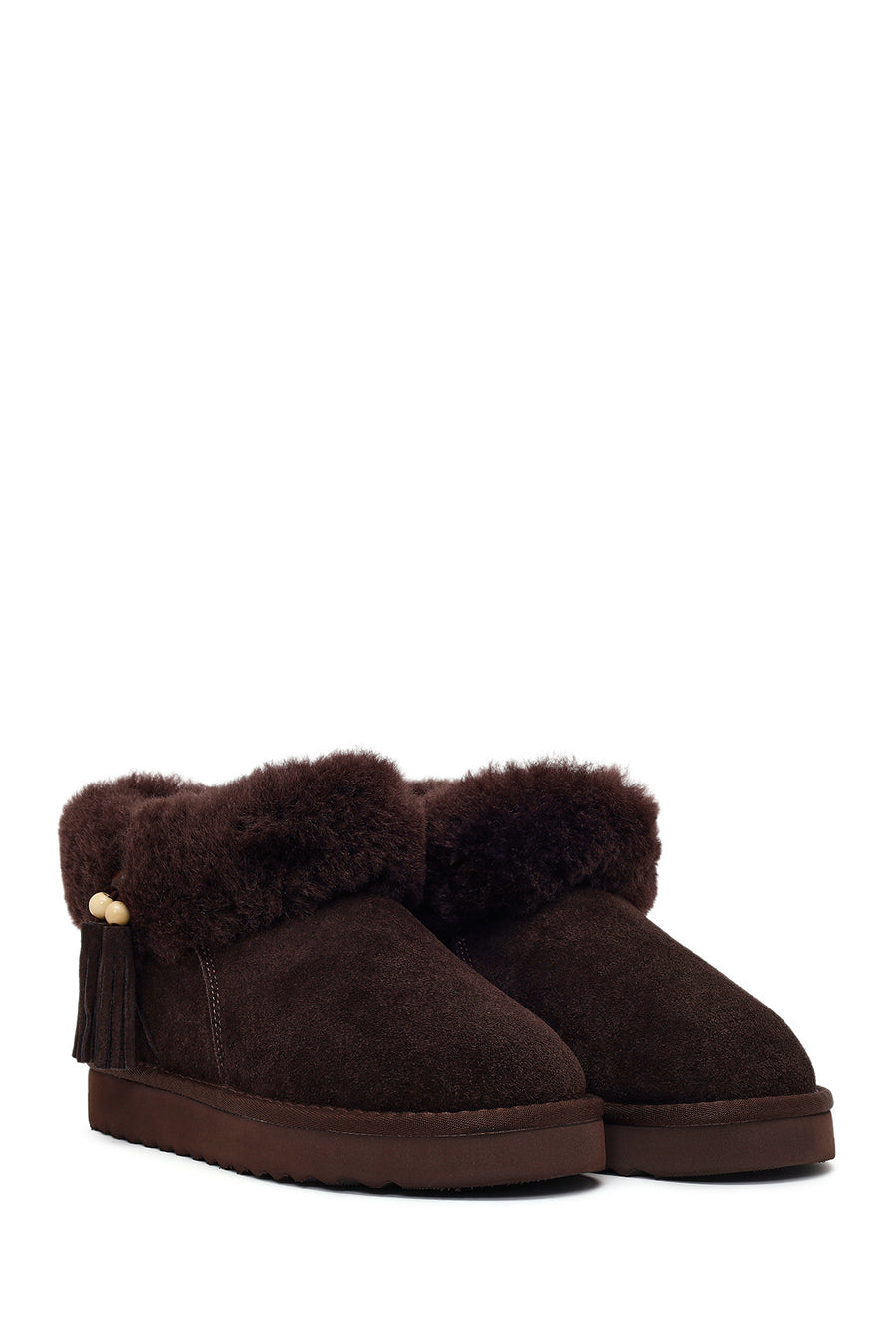 Woman Brown Embellished Suede Teddy Boots