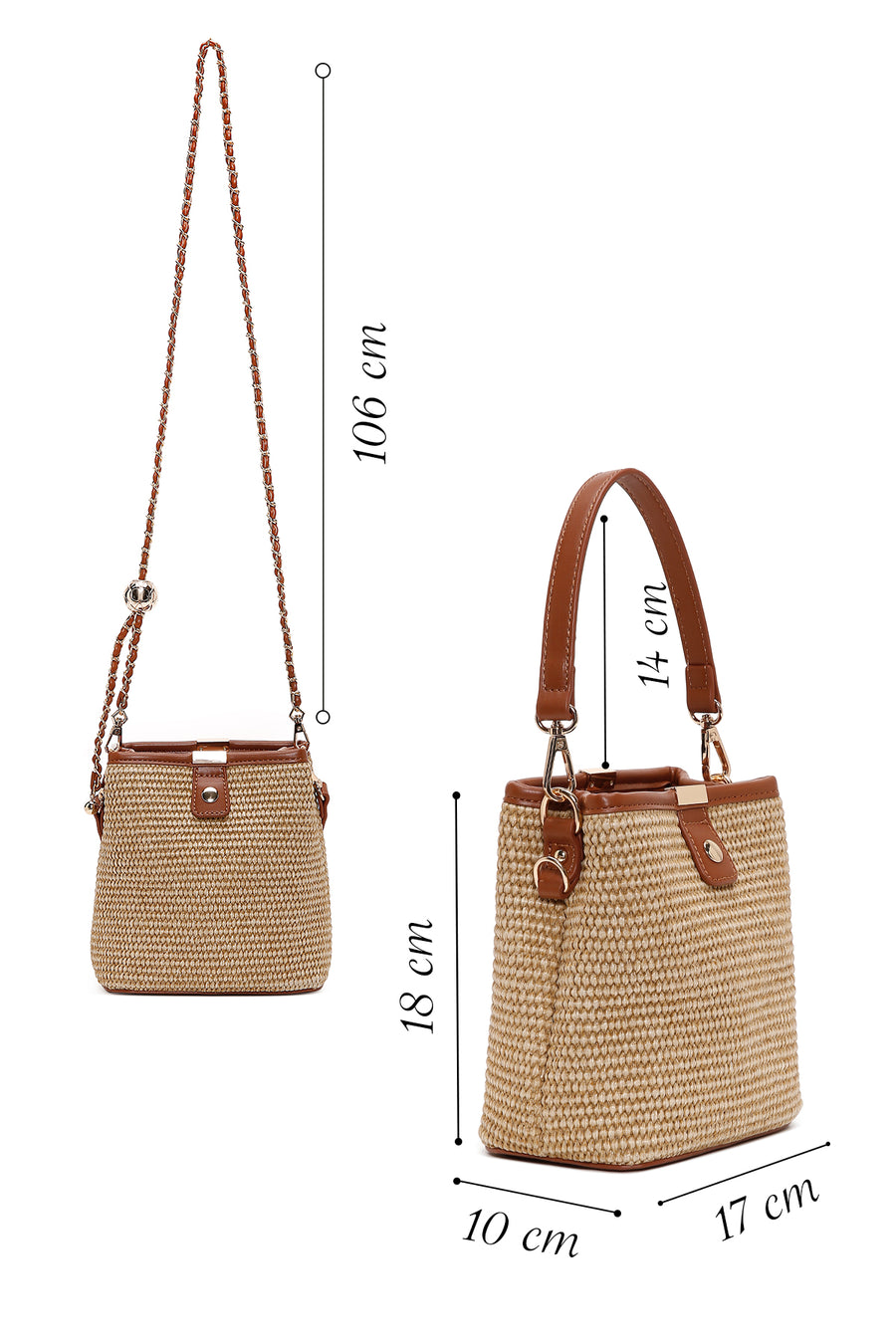Women's Beige Mini Straw Crossbody Bag