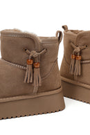 Woman Mink Thick-Soled Suede Teddy Boots | Derimod