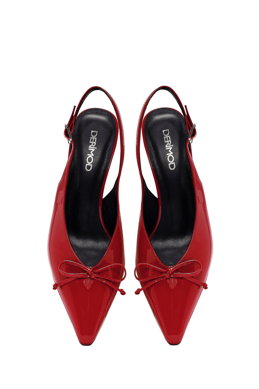 Women's Red Open Back Thin Heel Patent Leather Shoes