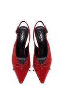 Women's Red Open Back Thin Heel Patent Leather Shoes | Derimod