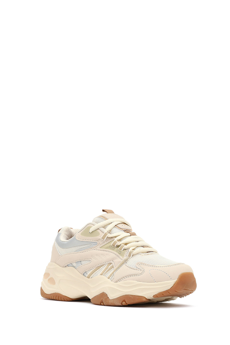 Woman Beige Lace-Up Chunky Sneaker