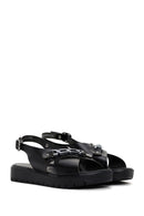 Women's Black Ankle Strap Leather Sandals | Derimod