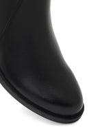 Woman Black Zip Closure Leather Boots | Derimod