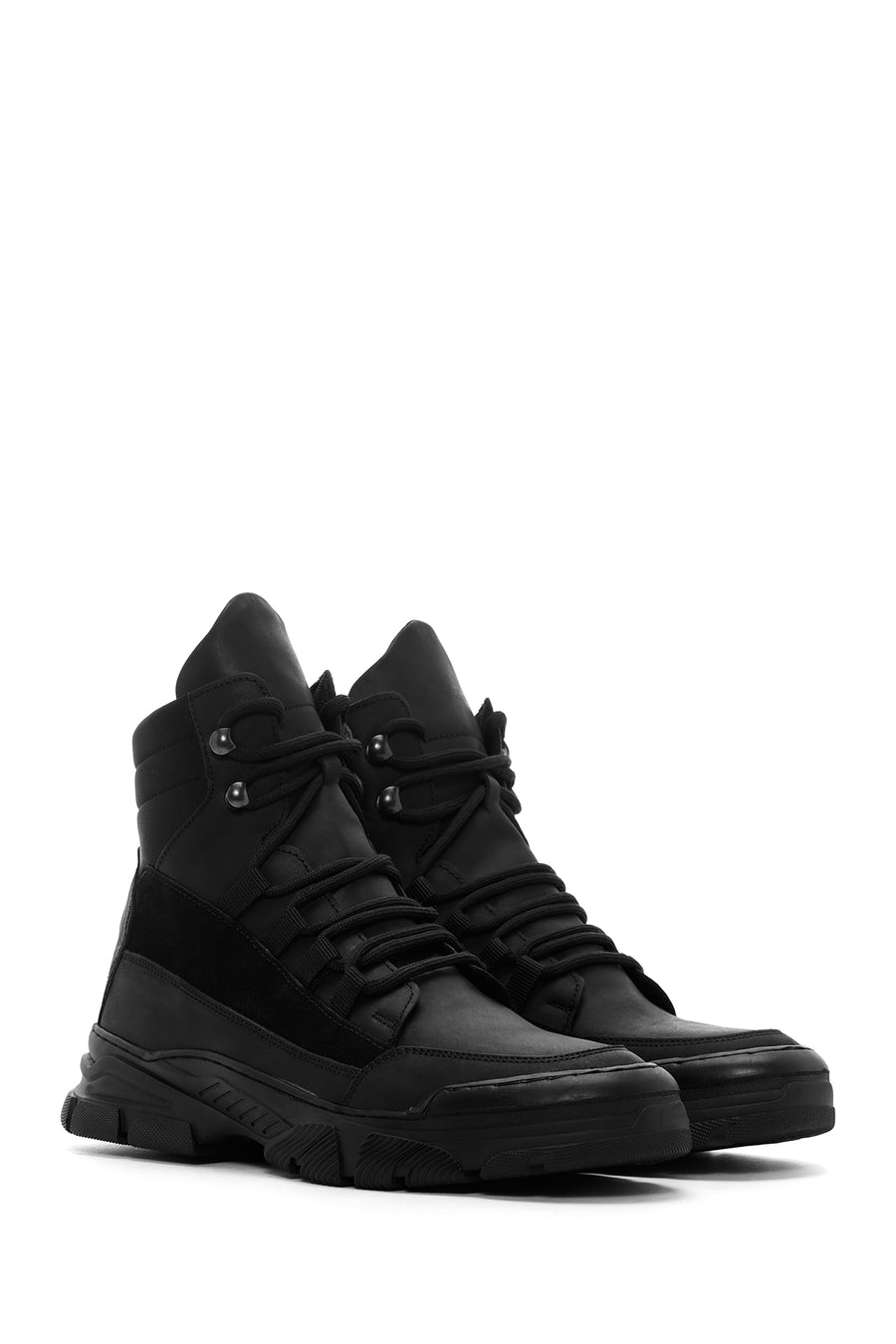 Men's Black Leather Outdoor Boots