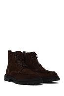 Male Brown Zip Closure Suede Boots | Derimod