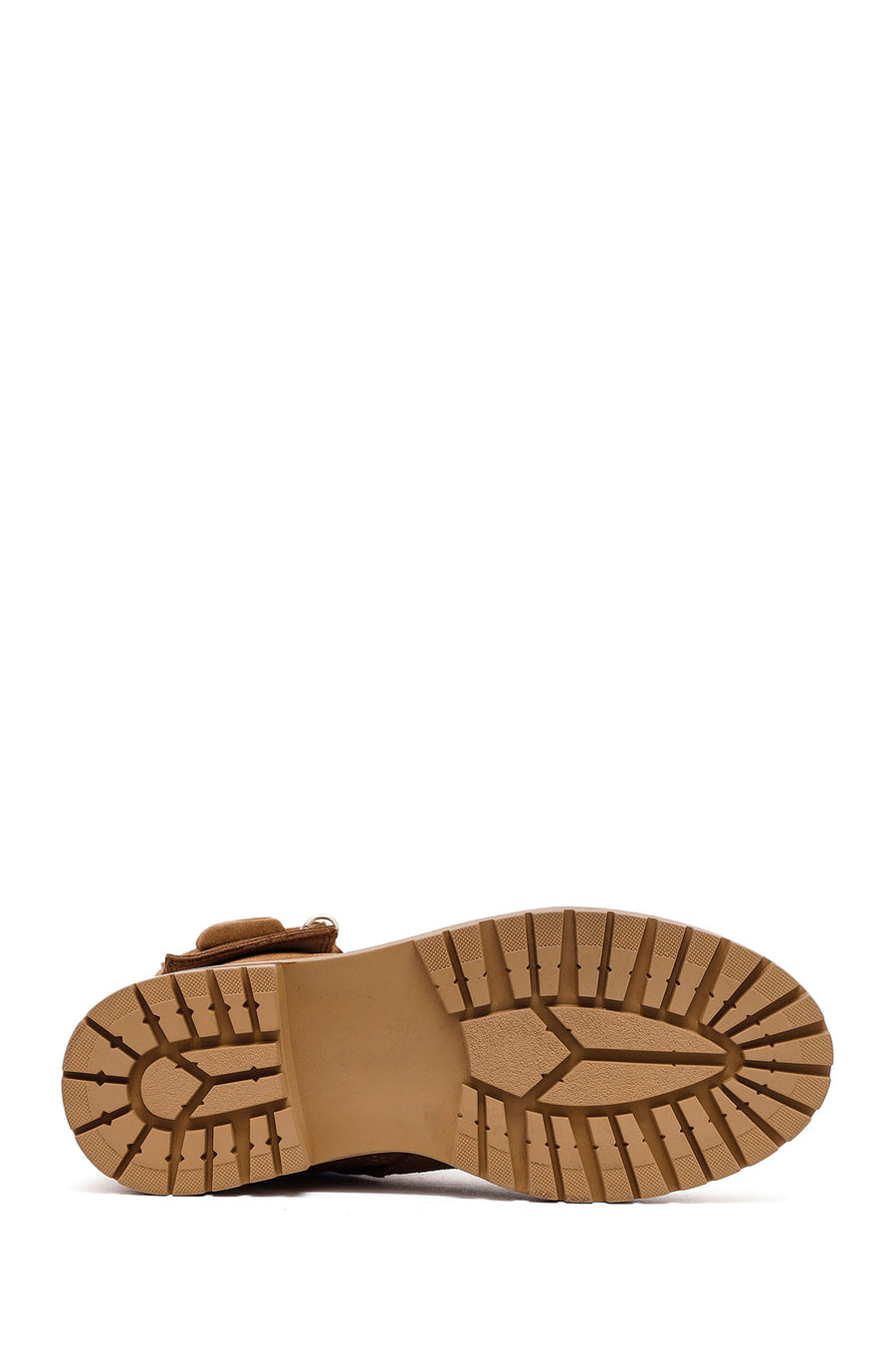 Woman Tan Zippered Suede Leather Boat