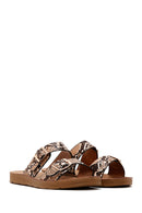 Women's Brown Double Buckle Slippers | Derimod