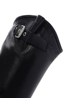 Women's Black Leather Buckle Boots | Derimod