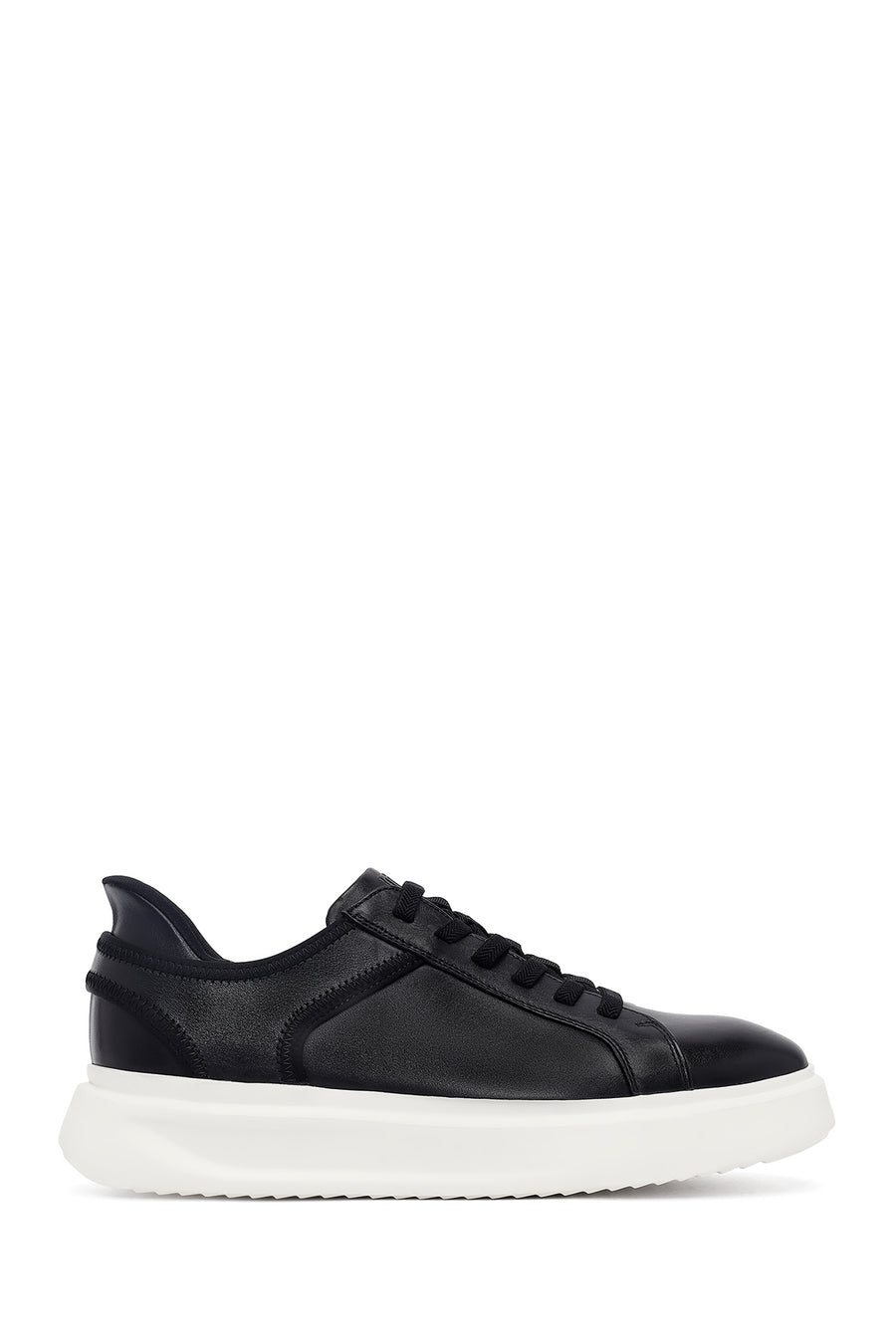Erkek Siyah Bağcıklı Kalın Tabanlı Deri Sneaker 25WFD694318 | Derimod