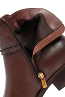 Woman Brown Zippered Leather Boat | Derimod