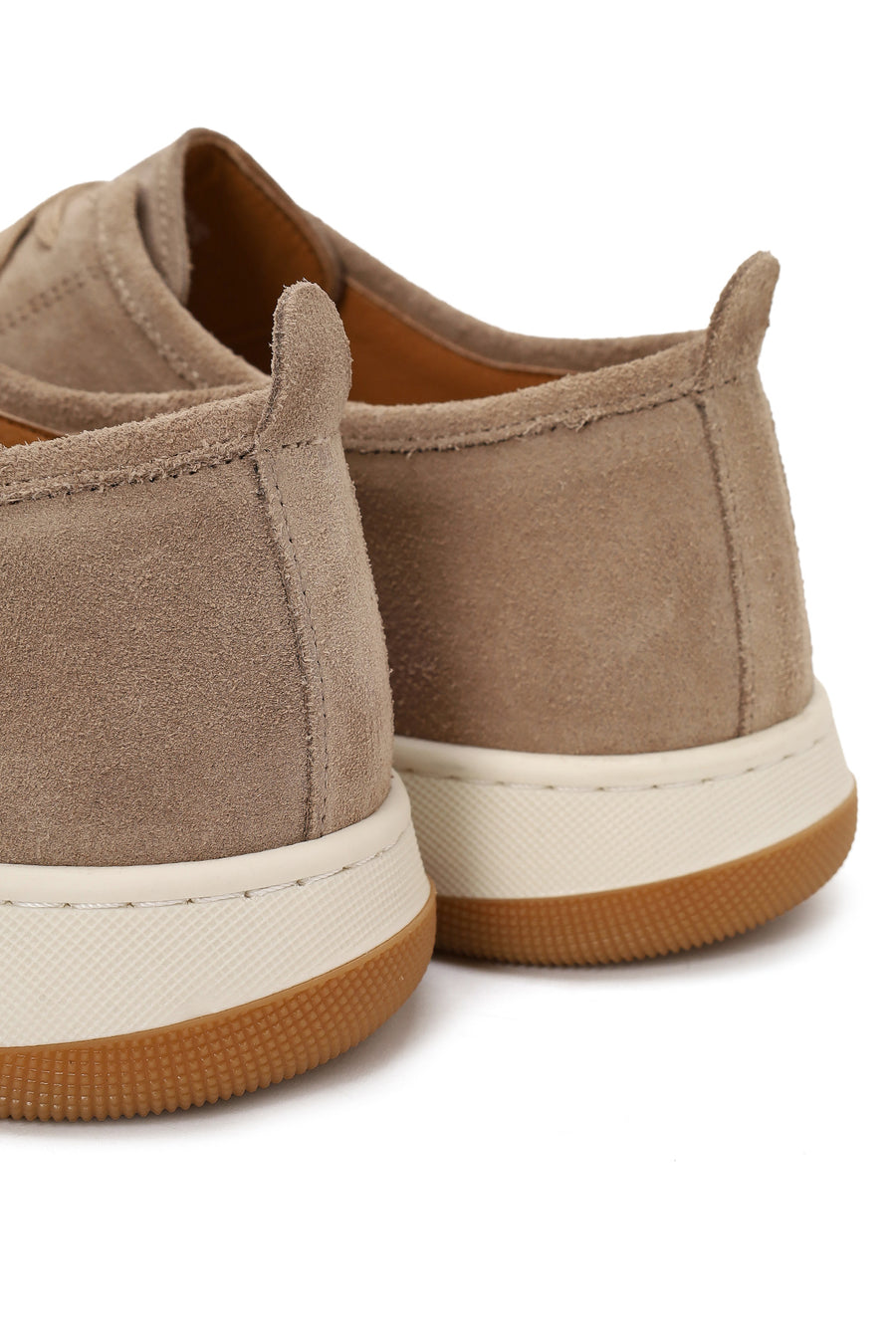 Male Beige Lace-Up Thick-Soled Suede Leather Sneaker