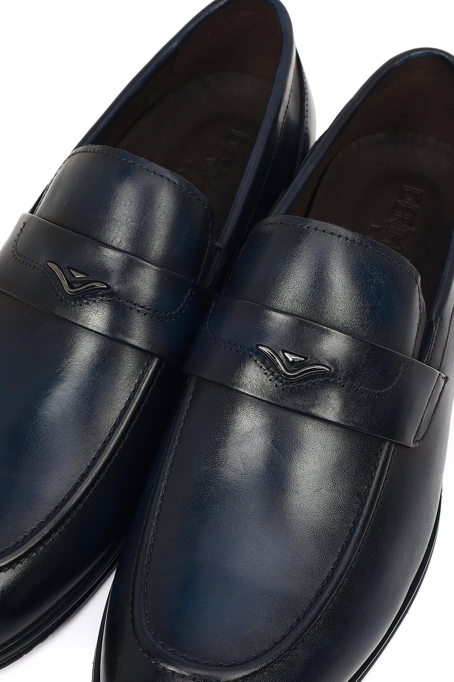 Derimod Black Male Navy Leather Classic Loafer