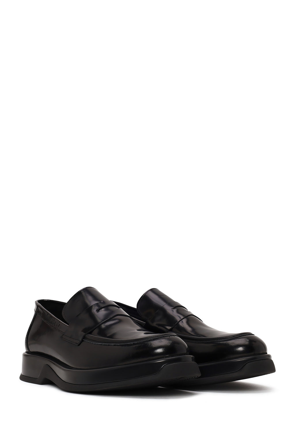 Erkek Siyah Kalın Tabanlı Deri Casual Loafer