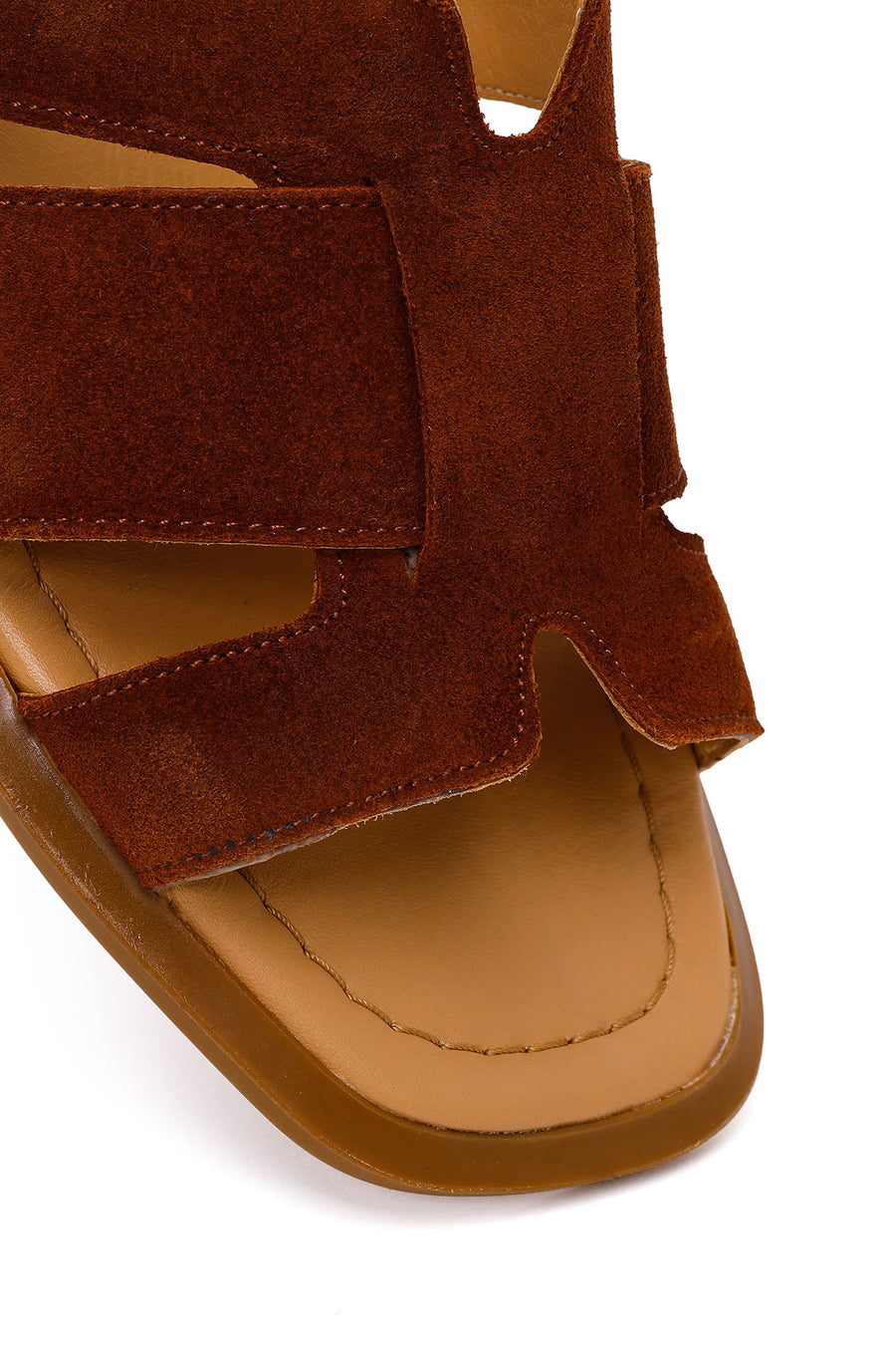 Woman Tan Suede Leather Slippers