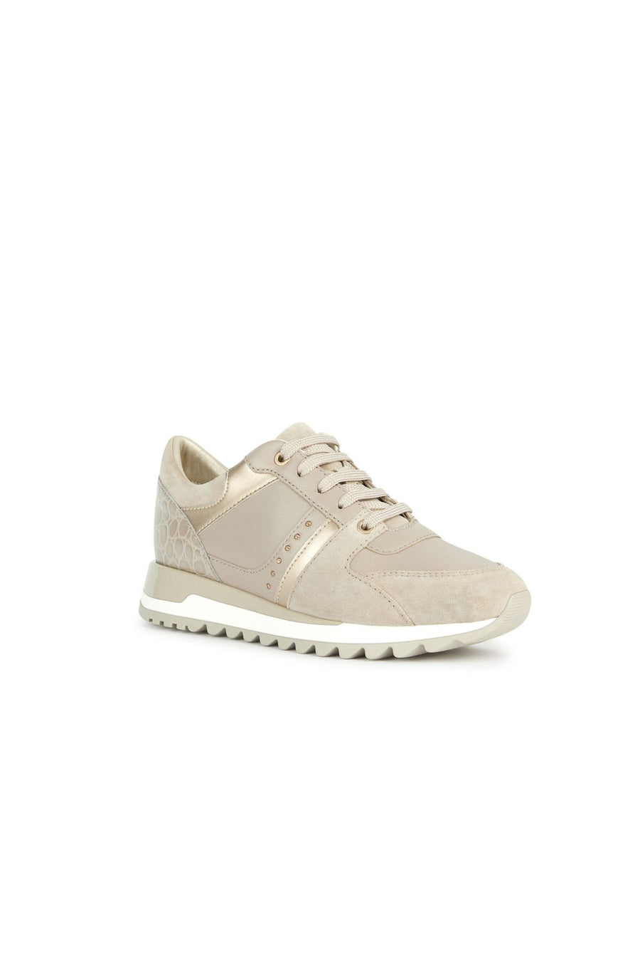 Geox Kadın Bej Tabelya Deri Kalın Topuklu Bağcıklı Sneaker