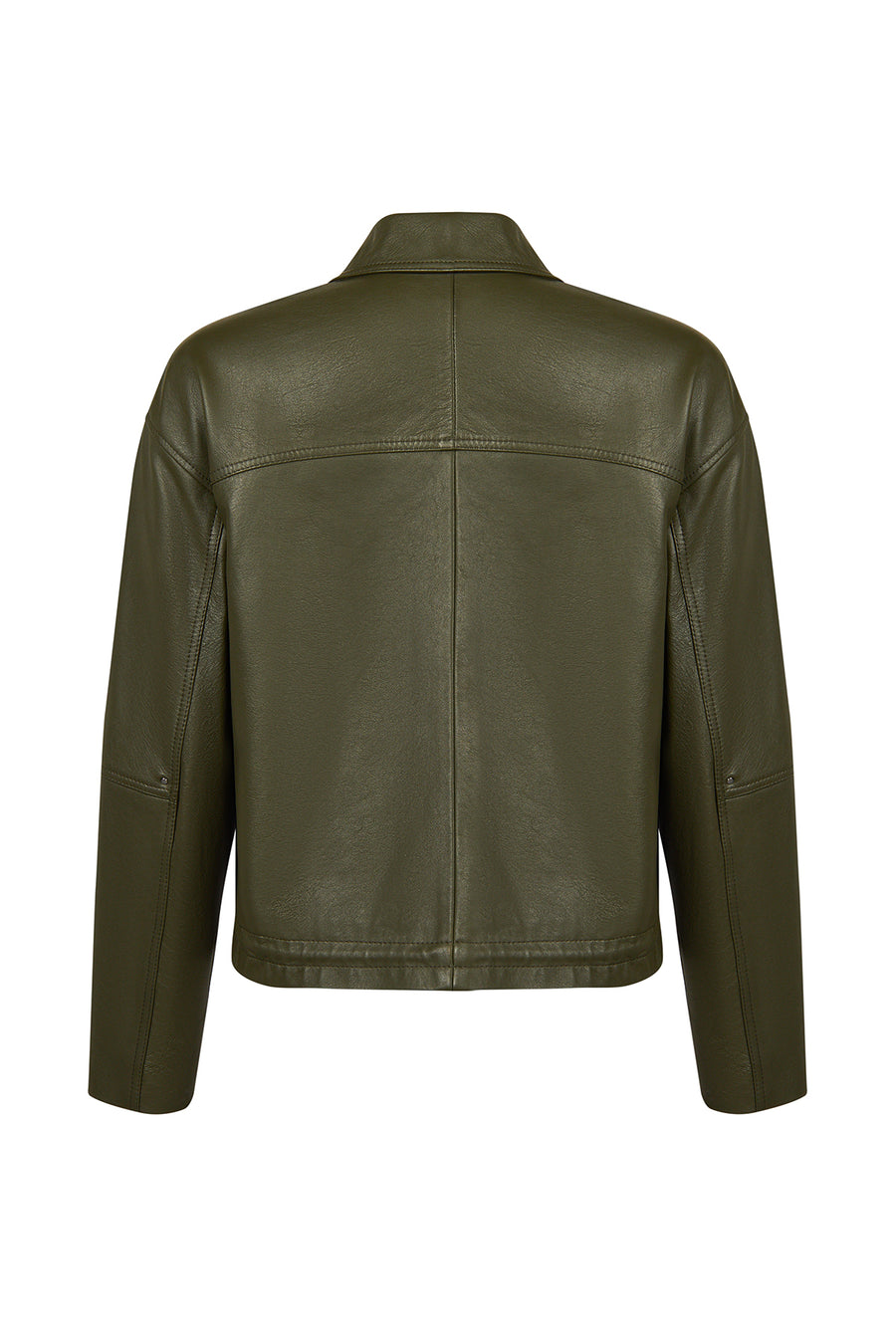 Madlen Woman Green Oversize Leather Jacket