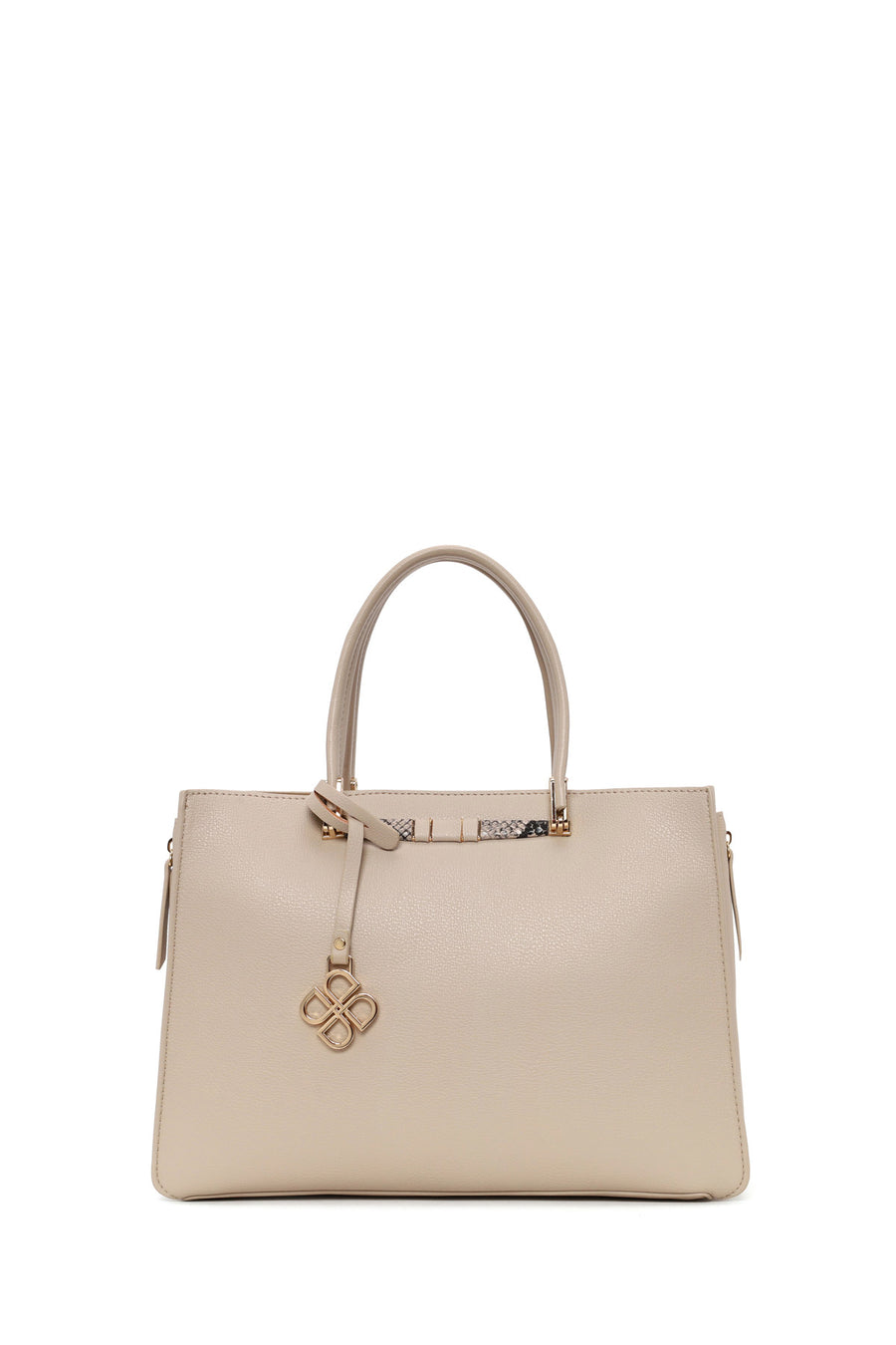 Woman Beige Long-Strap Shoulder Bag