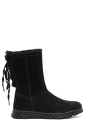 Women's Black Zippered Suede Boots | Derimod