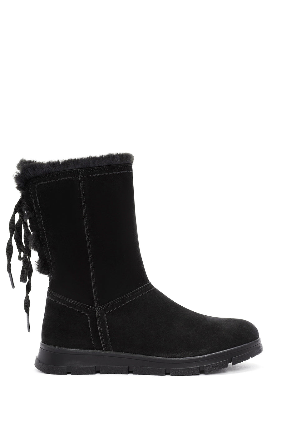 Women's Black Zippered Suede Boots 24WFE252510 | Derimod
