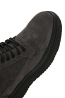 Men's Gray Thick Soled Laced Suede Leather Boots | Derimod