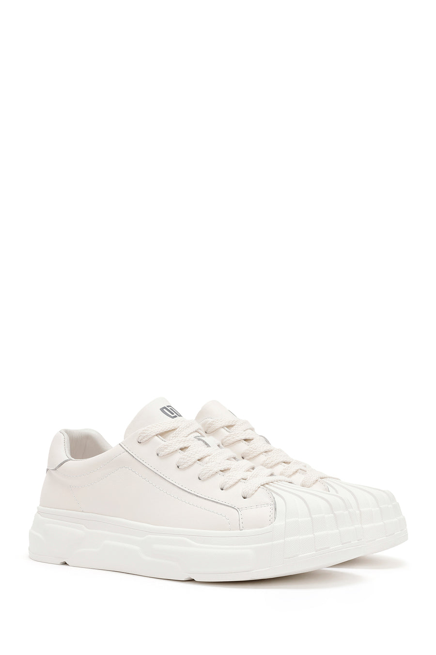 Men's White Lace-up Leather Sneaker