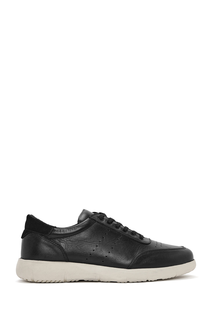 Erkek Siyah Bağcıklı Deri Casual Sneaker 25SFD680518 | Derimod