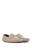 Men's Beige Suede Leather Loafer | Derimod