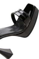 Women's Black Patent Leather Platform Heeled Sandals | Derimod